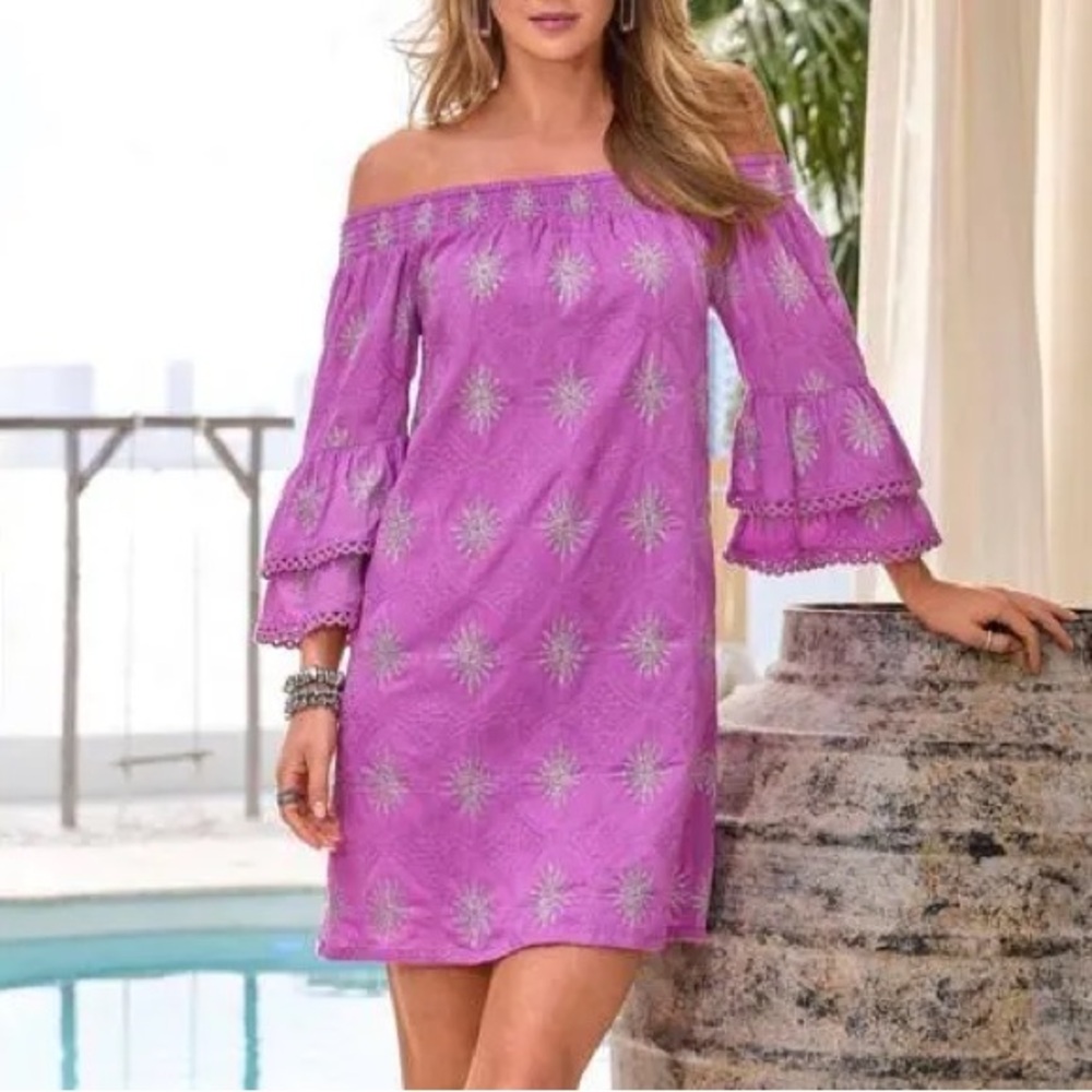 Boston Proper Magenta Off-Shoulder Blouse